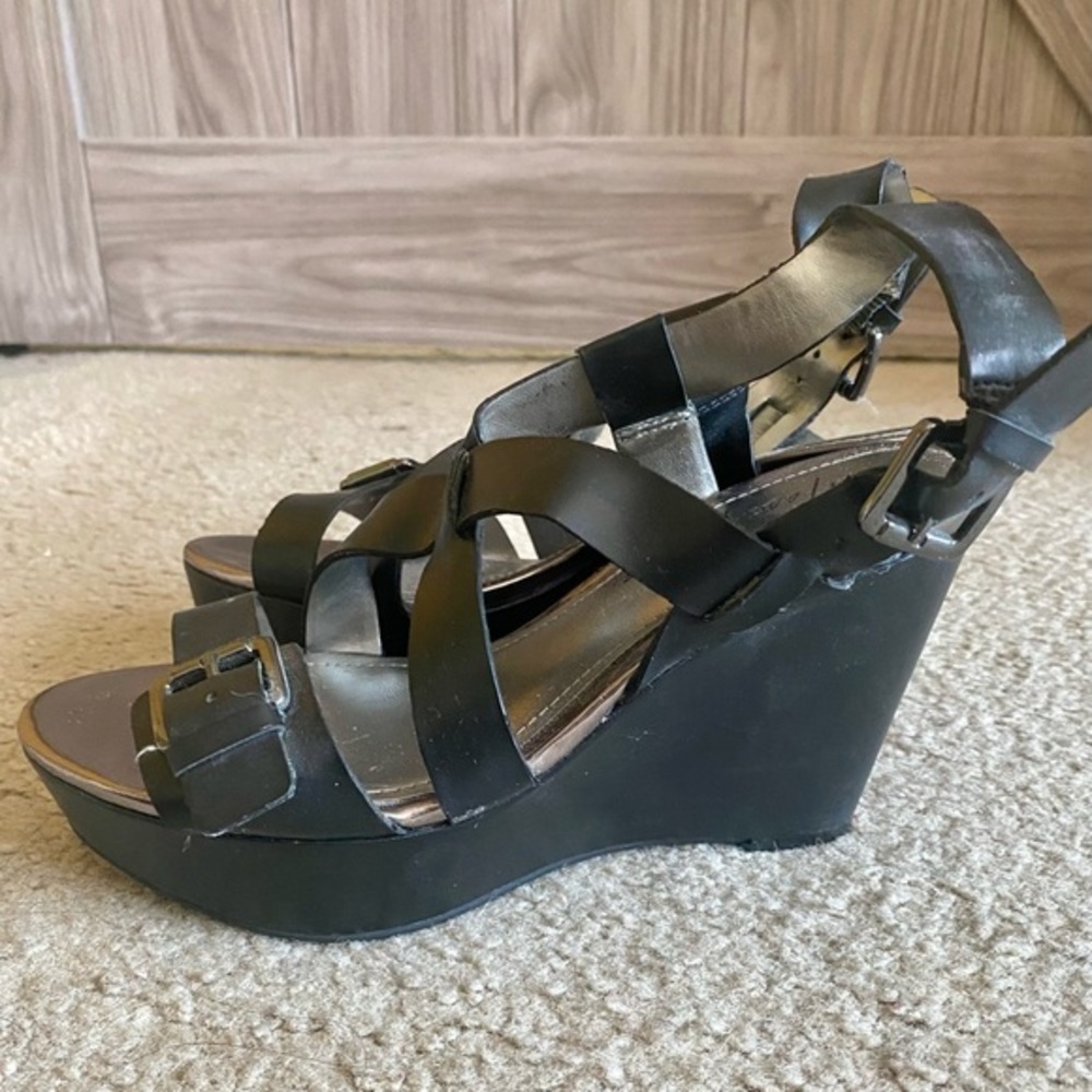 Marc Fisher Black Wedge Sandals